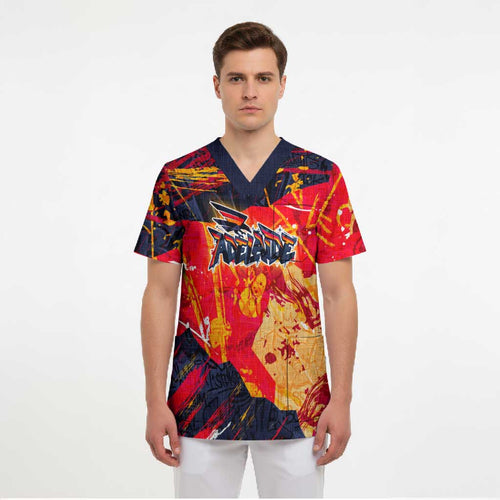 Personalized Adelaide Crows Scrub Top Australian Graffiti Paint Splatter - Abstract Geometric