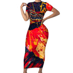 Personalized Adelaide Crows Short Sleeve Bodycon Dress Australian Graffiti Paint Splatter - Abstract Geometric