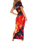 Personalized Adelaide Crows Short Sleeve Bodycon Dress Australian Graffiti Paint Splatter - Abstract Geometric