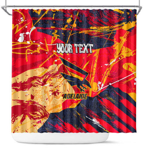 Personalized Adelaide Crows Shower Curtain Australian Graffiti Paint Splatter - Abstract Geometric