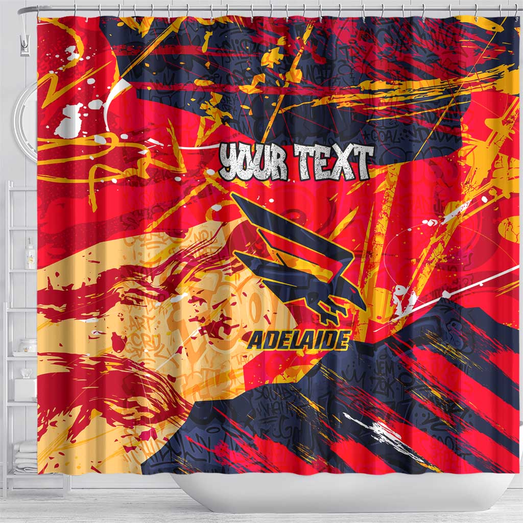 Personalized Adelaide Crows Shower Curtain Australian Graffiti Paint Splatter - Abstract Geometric