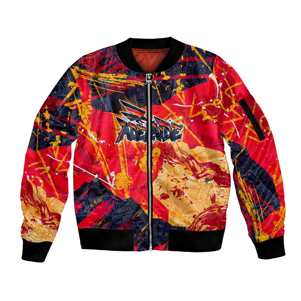 Personalized Adelaide Crows Sleeve Zip Bomber Jacket Australian Graffiti Paint Splatter - Abstract Geometric