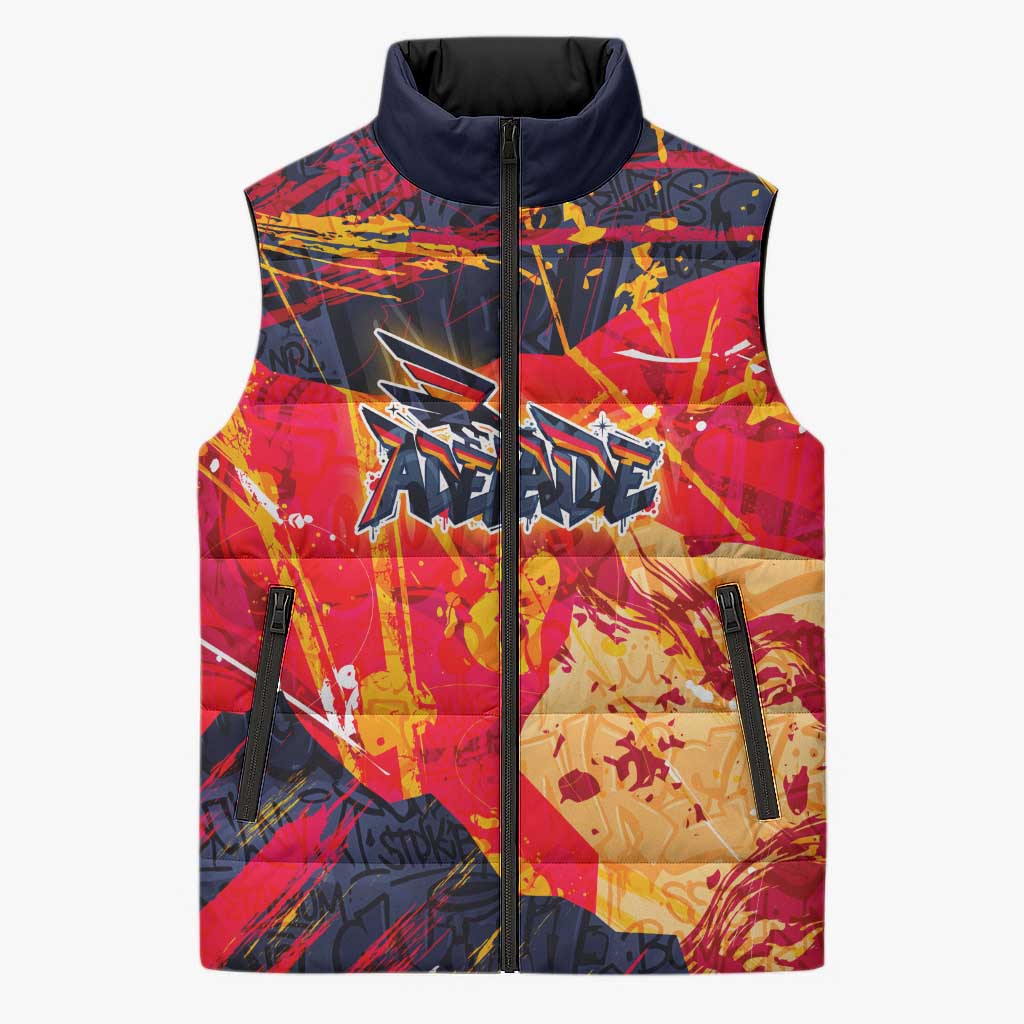 Personalized Adelaide Crows Sleeveless Puffer Jacket Australian Graffiti Paint Splatter - Abstract Geometric