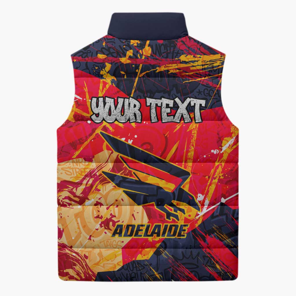 Personalized Adelaide Crows Sleeveless Puffer Jacket Australian Graffiti Paint Splatter - Abstract Geometric