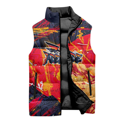 Personalized Adelaide Crows Sleeveless Puffer Jacket Australian Graffiti Paint Splatter - Abstract Geometric