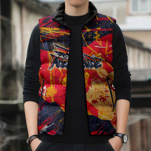 Personalized Adelaide Crows Sleeveless Puffer Jacket Australian Graffiti Paint Splatter - Abstract Geometric
