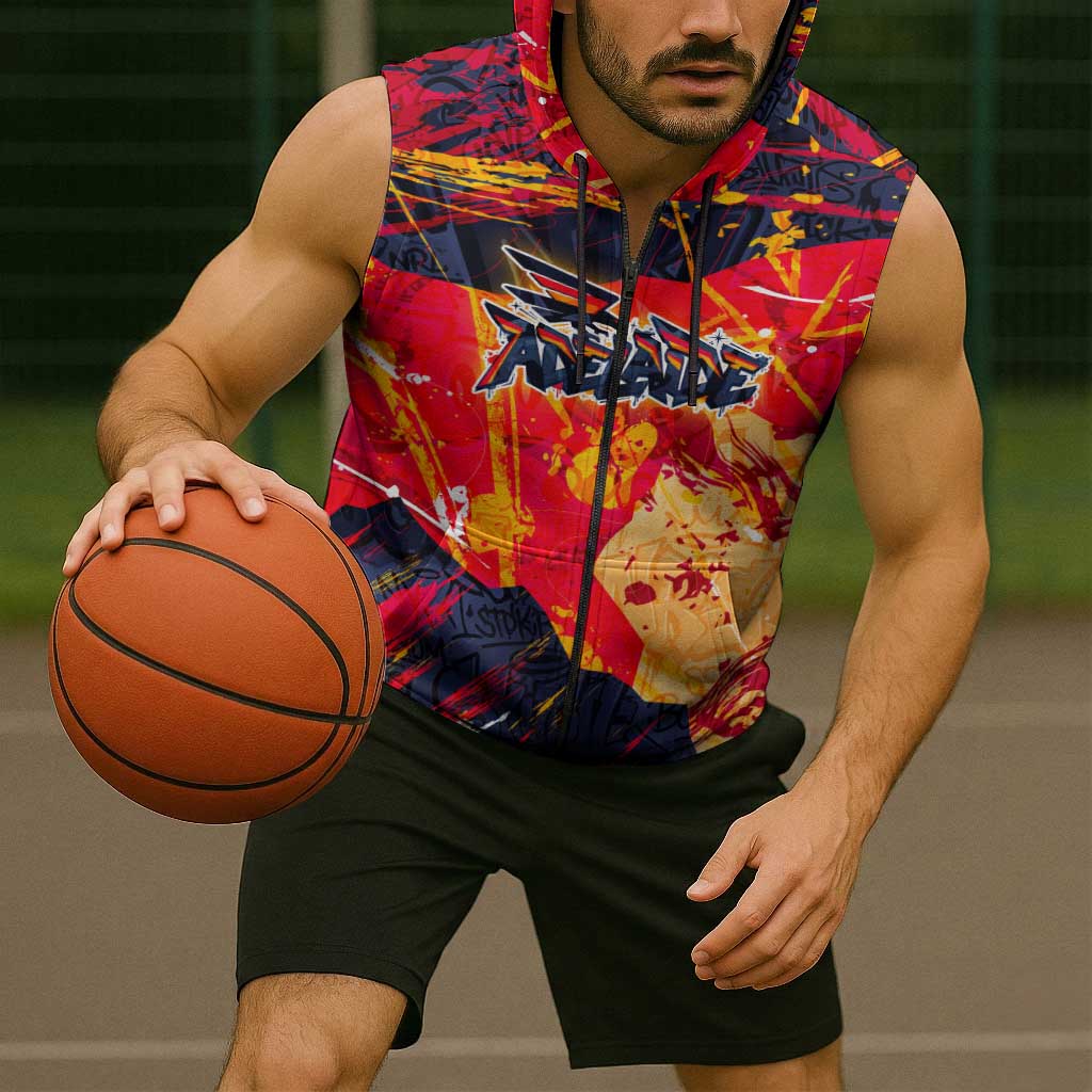 Personalized Adelaide Crows Sleeveless Zip Hoodie Australian Graffiti Paint Splatter - Abstract Geometric