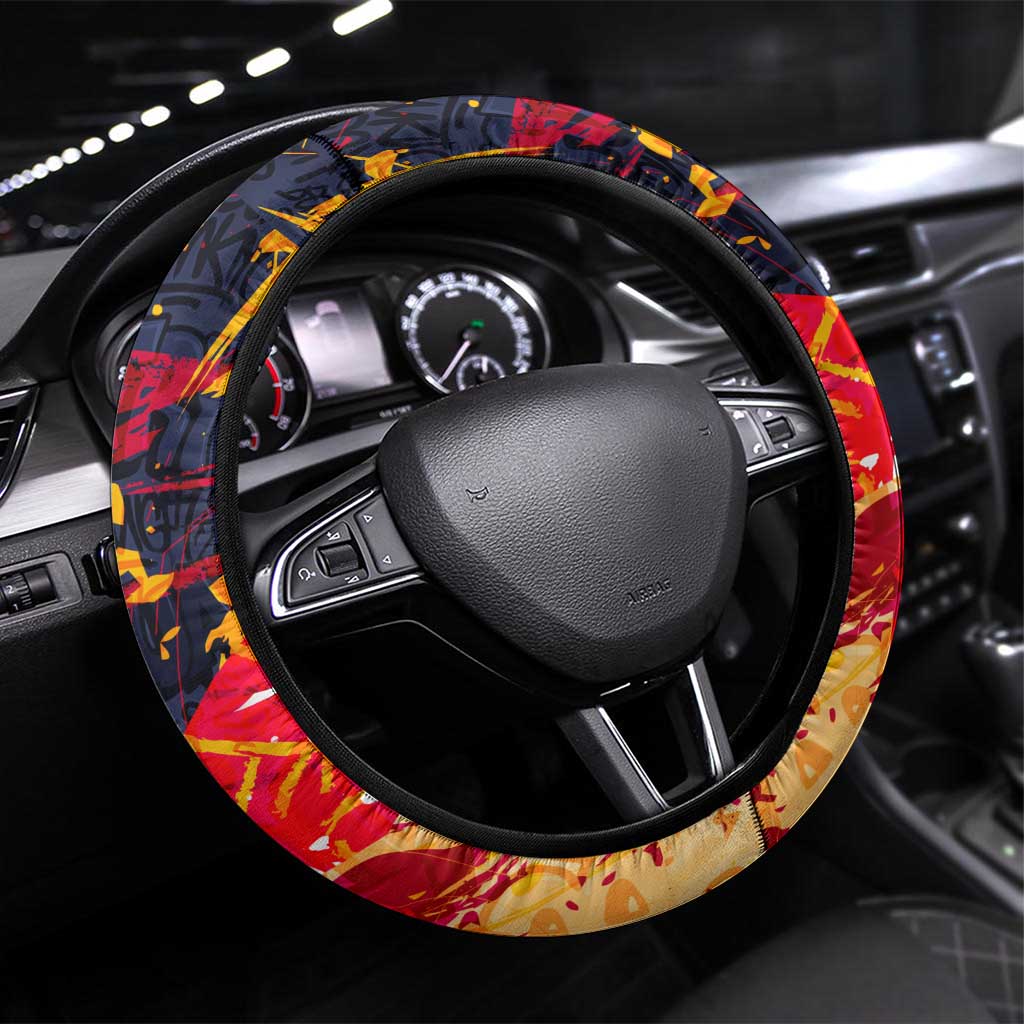 Adelaide Crows Steering Wheel Cover Australian Graffiti Paint Splatter - Abstract Geometric