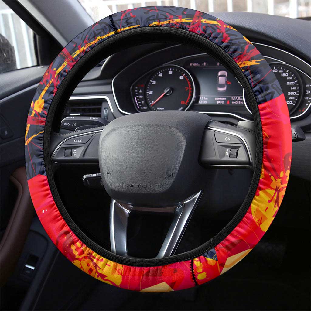 Adelaide Crows Steering Wheel Cover Australian Graffiti Paint Splatter - Abstract Geometric