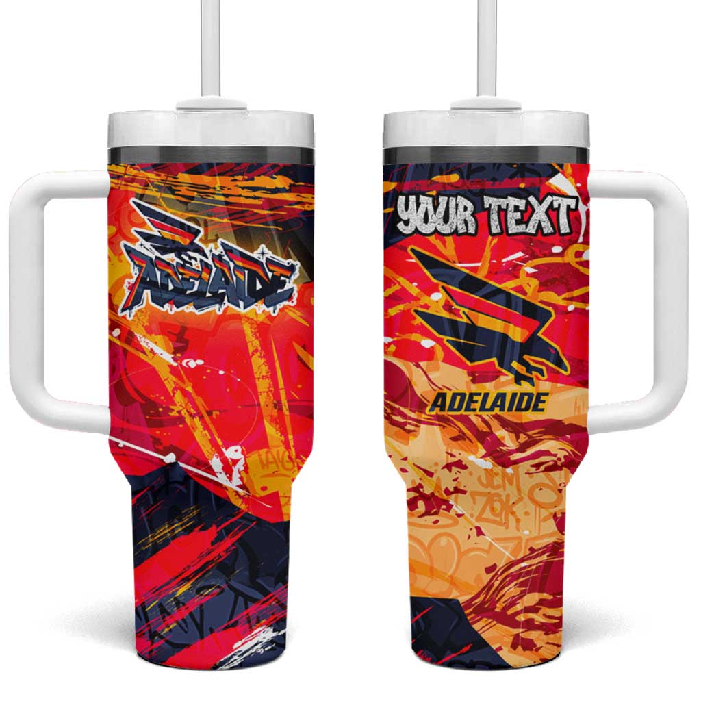 Personalized Adelaide Crows Tumbler With Handle Australian Graffiti Paint Splatter - Abstract Geometric