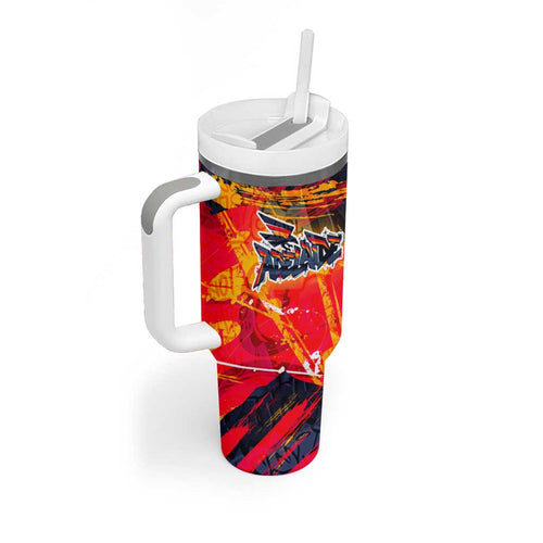 Personalized Adelaide Crows Tumbler With Handle Australian Graffiti Paint Splatter - Abstract Geometric