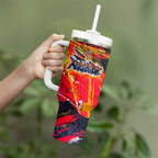 Personalized Adelaide Crows Tumbler With Handle Australian Graffiti Paint Splatter - Abstract Geometric