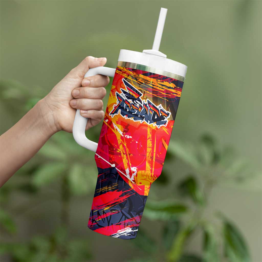 Personalized Adelaide Crows Tumbler With Handle Australian Graffiti Paint Splatter - Abstract Geometric