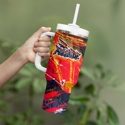 Personalized Adelaide Crows Tumbler With Handle Australian Graffiti Paint Splatter - Abstract Geometric