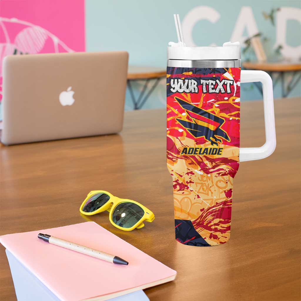 Personalized Adelaide Crows Tumbler With Handle Australian Graffiti Paint Splatter - Abstract Geometric
