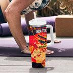 Personalized Adelaide Crows Tumbler With Handle Australian Graffiti Paint Splatter - Abstract Geometric