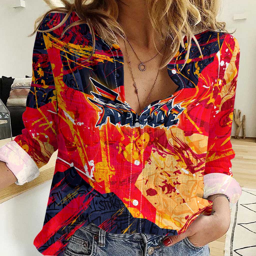 Personalized Adelaide Crows Women Casual Shirt Australian Graffiti Paint Splatter - Abstract Geometric