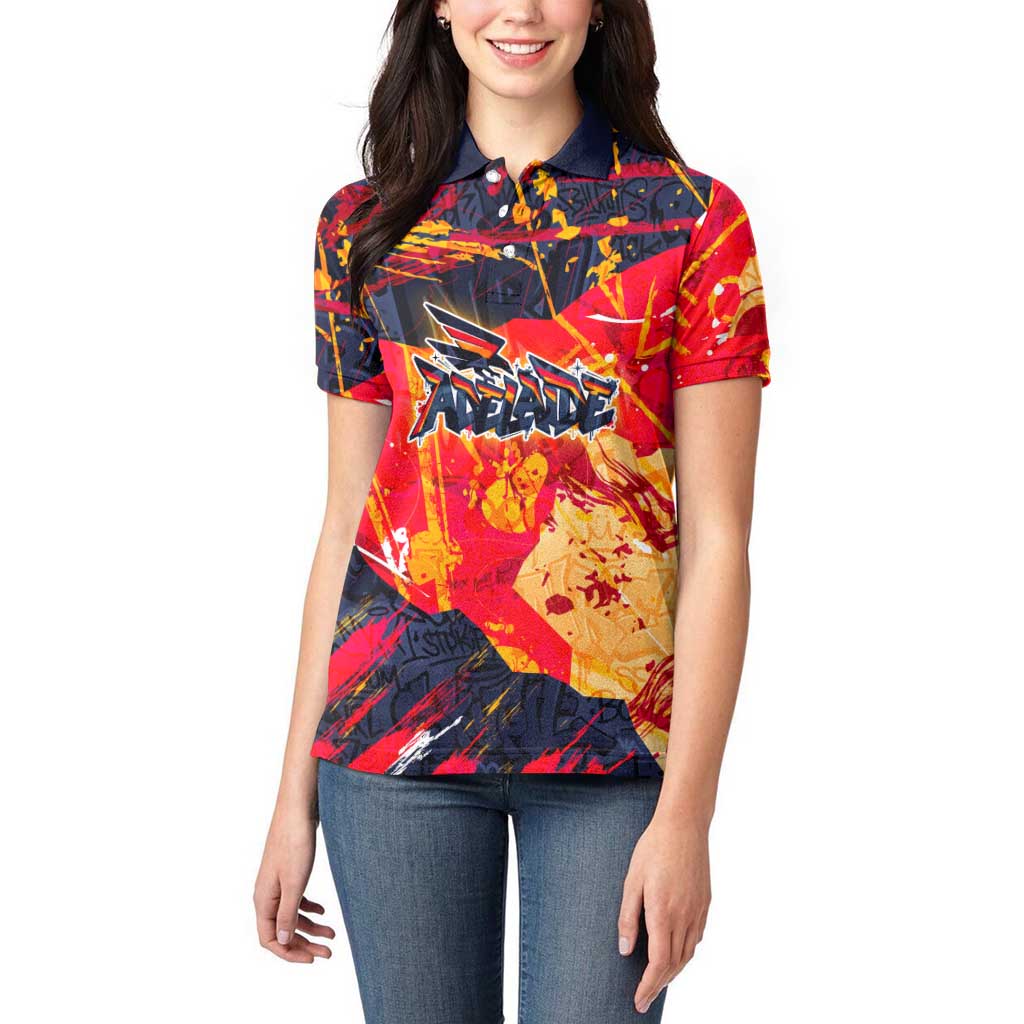Personalized Adelaide Crows Women Polo Shirt Australian Graffiti Paint Splatter - Abstract Geometric