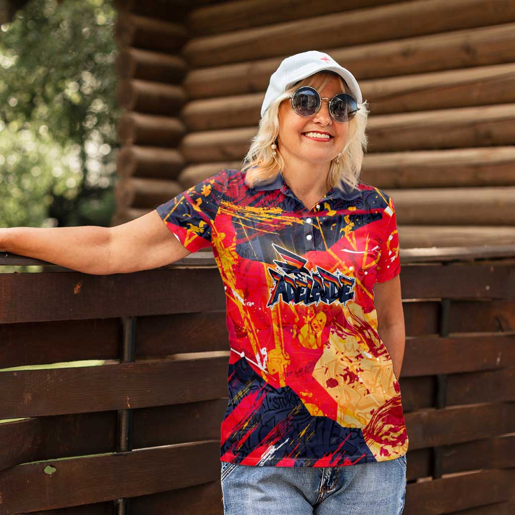 Personalized Adelaide Crows Women Polo Shirt Australian Graffiti Paint Splatter - Abstract Geometric