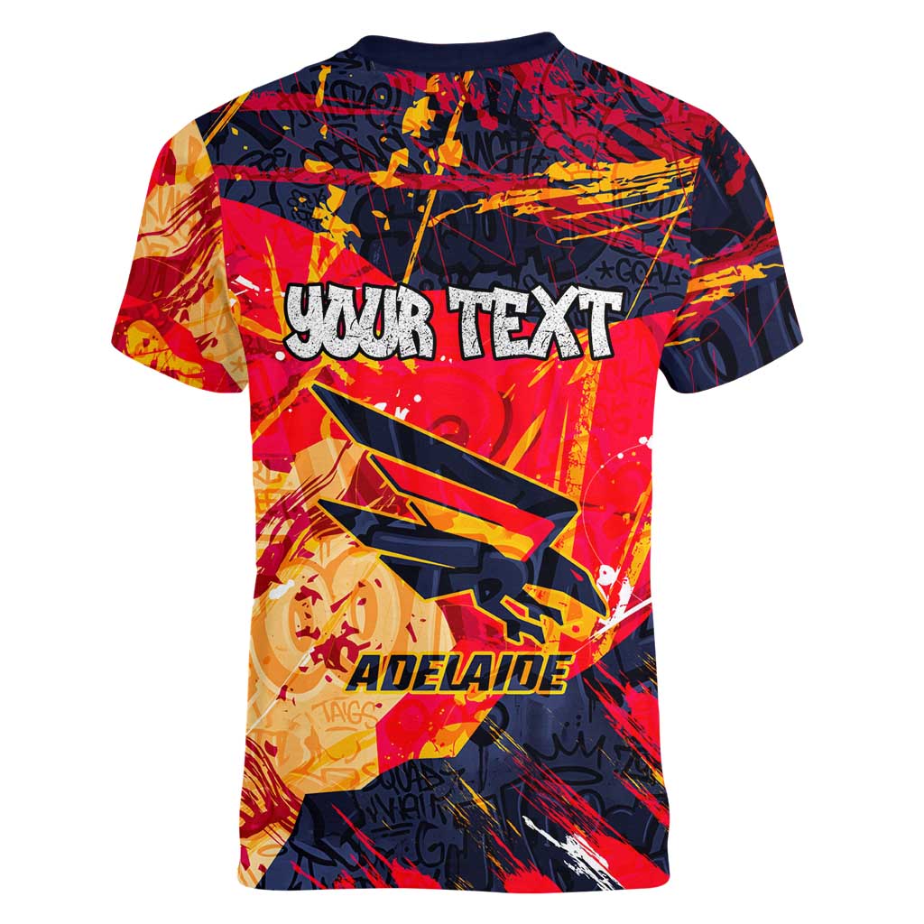 Personalized Adelaide Crows Women V-Neck T-Shirt Australian Graffiti Paint Splatter - Abstract Geometric