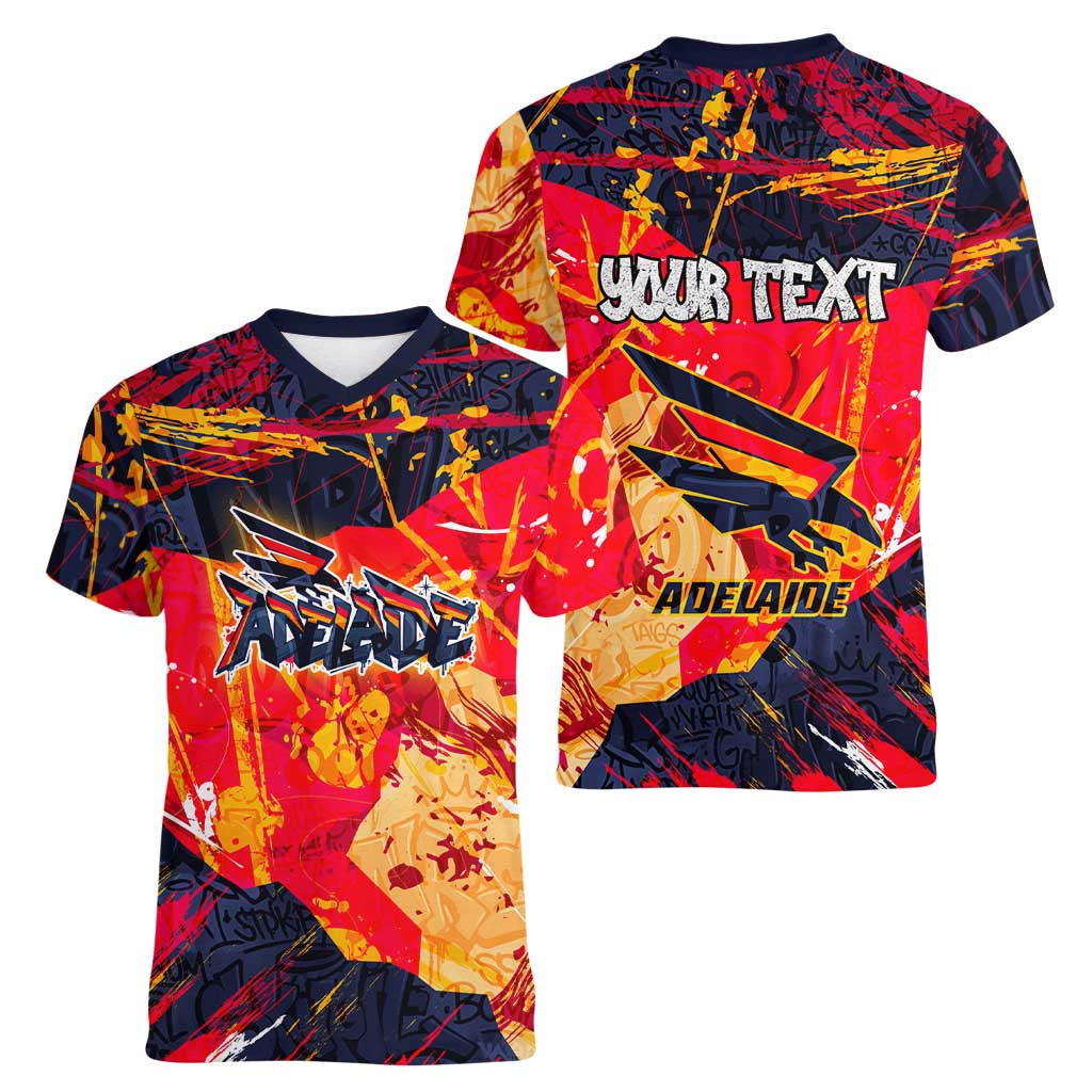 Personalized Adelaide Crows Women V-Neck T-Shirt Australian Graffiti Paint Splatter - Abstract Geometric