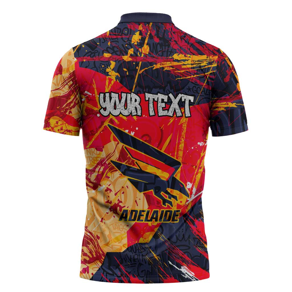 Personalized Adelaide Crows Zipper Polo Shirt Australian Graffiti Paint Splatter - Abstract Geometric