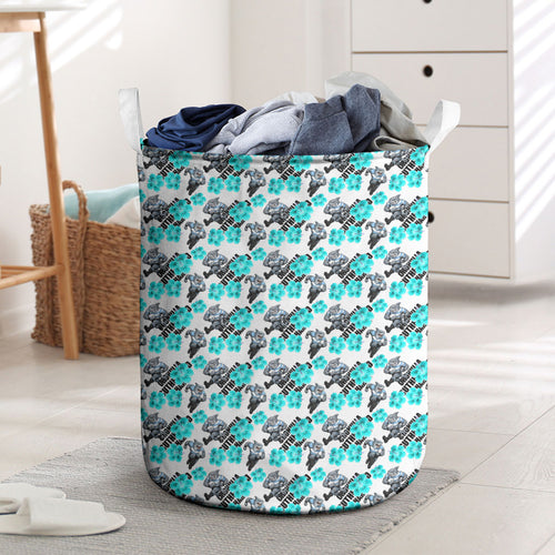 Cronulla-Sutherland Sharks Laundry Basket Tropical Hibiscus Floral Seamless Rugby Mascot