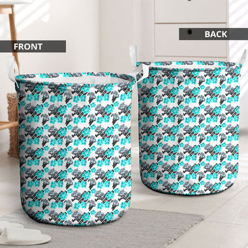 Cronulla-Sutherland Sharks Laundry Basket Tropical Hibiscus Floral Seamless Rugby Mascot