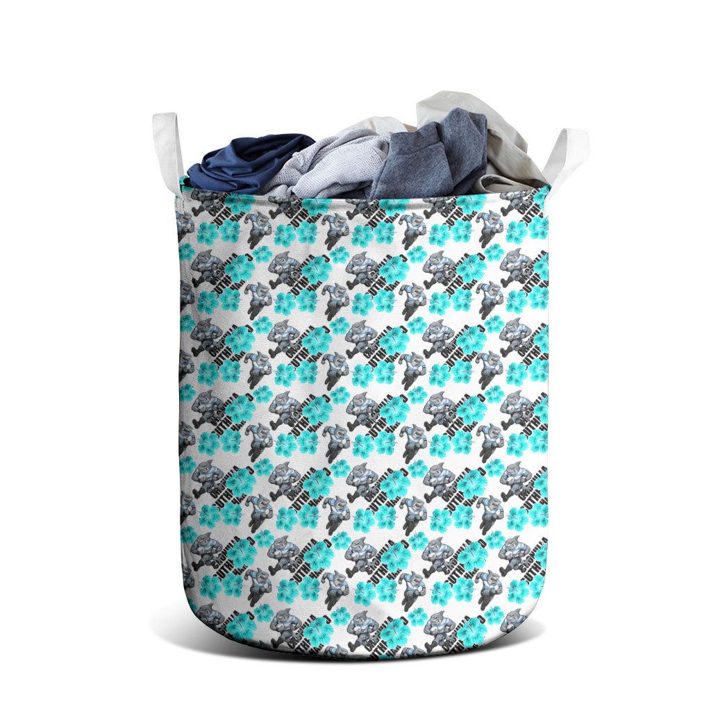 Cronulla-Sutherland Sharks Laundry Basket Tropical Hibiscus Floral Seamless Rugby Mascot