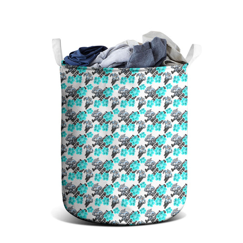 Cronulla-Sutherland Sharks Laundry Basket Tropical Hibiscus Floral Seamless Rugby Mascot