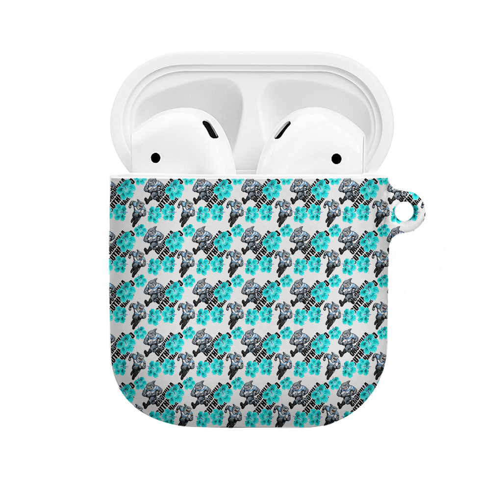 Cronulla-Sutherland Sharks AirPods Case Tropical Hibiscus Floral Seamless Rugby Mascot