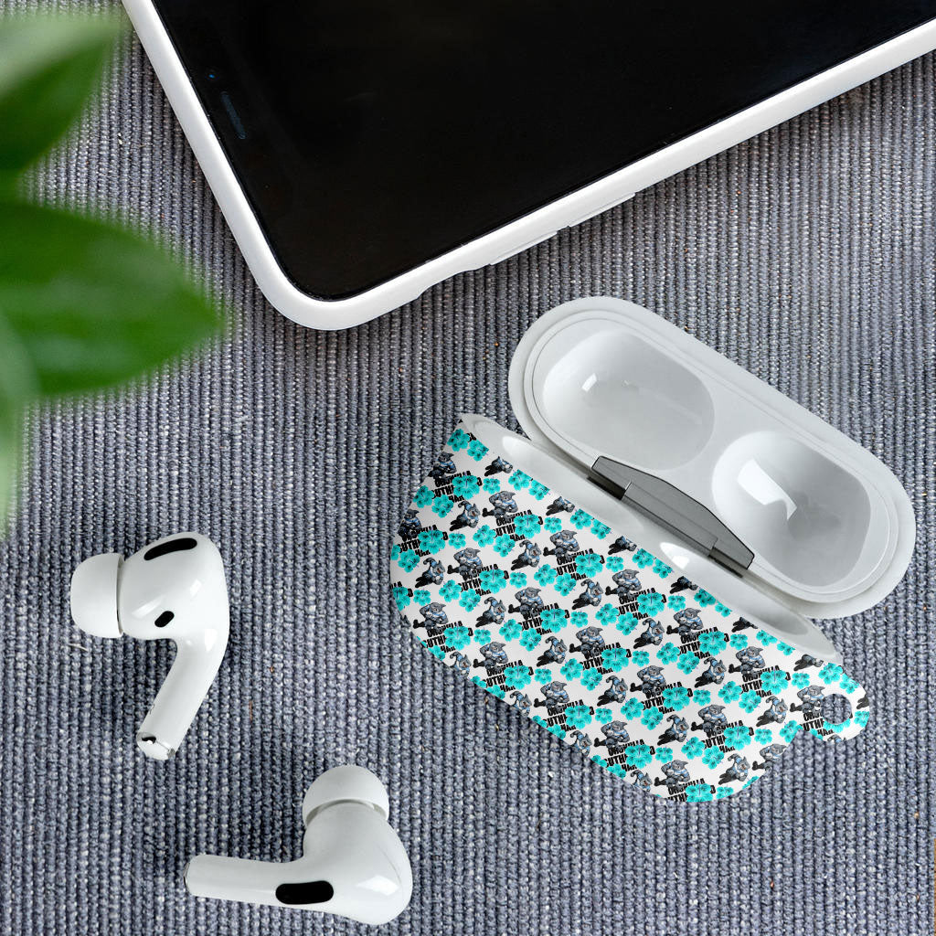 Cronulla-Sutherland Sharks AirPods Case Tropical Hibiscus Floral Seamless Rugby Mascot