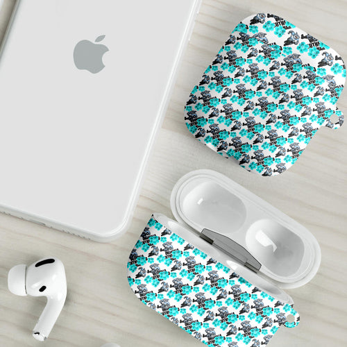 Cronulla-Sutherland Sharks AirPods Case Tropical Hibiscus Floral Seamless Rugby Mascot