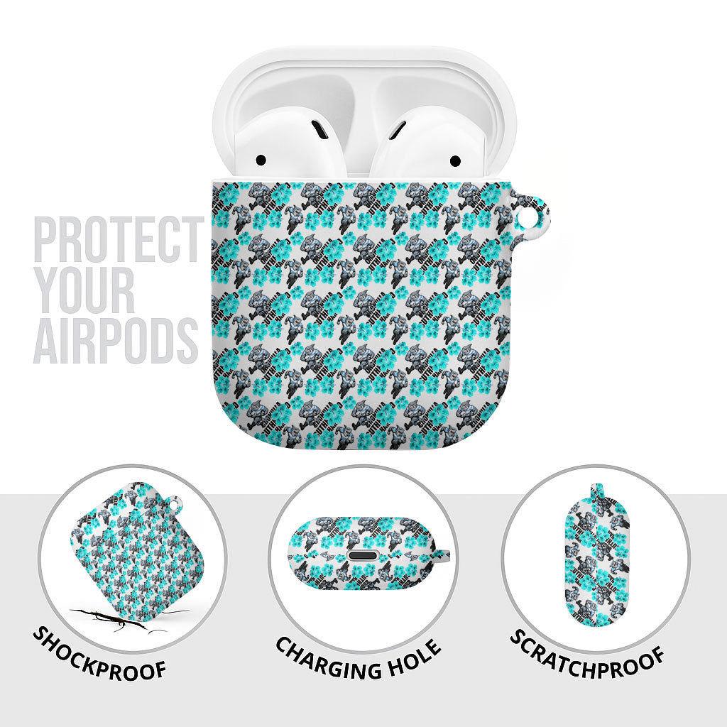 Cronulla-Sutherland Sharks AirPods Case Tropical Hibiscus Floral Seamless Rugby Mascot