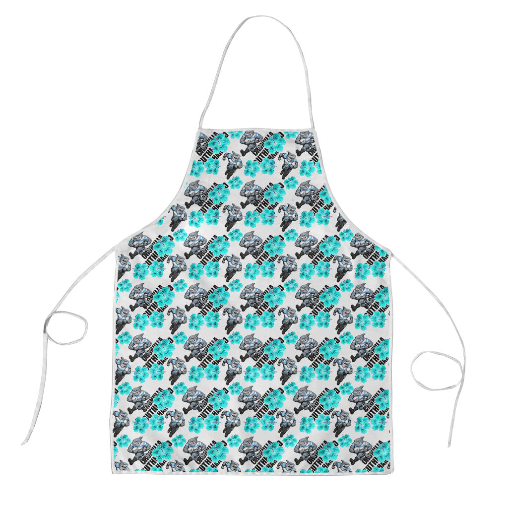 Cronulla-Sutherland Sharks Apron Tropical Hibiscus Floral Seamless Rugby Mascot