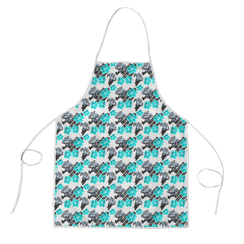 Cronulla-Sutherland Sharks Apron Tropical Hibiscus Floral Seamless Rugby Mascot