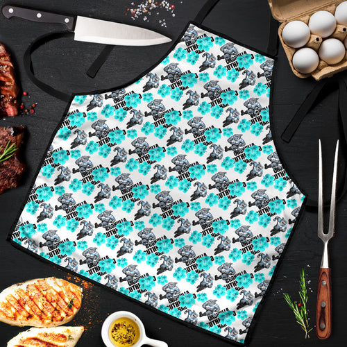 Cronulla-Sutherland Sharks Apron Tropical Hibiscus Floral Seamless Rugby Mascot