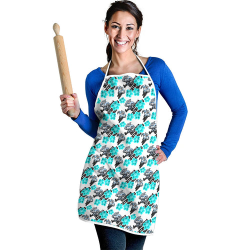 Cronulla-Sutherland Sharks Apron Tropical Hibiscus Floral Seamless Rugby Mascot