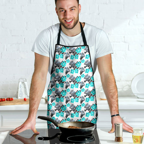 Cronulla-Sutherland Sharks Apron Tropical Hibiscus Floral Seamless Rugby Mascot