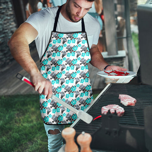 Cronulla-Sutherland Sharks Apron Tropical Hibiscus Floral Seamless Rugby Mascot