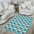 Cronulla-Sutherland Sharks Area Rug Tropical Hibiscus Floral Seamless Rugby Mascot