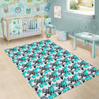 Cronulla-Sutherland Sharks Area Rug Tropical Hibiscus Floral Seamless Rugby Mascot