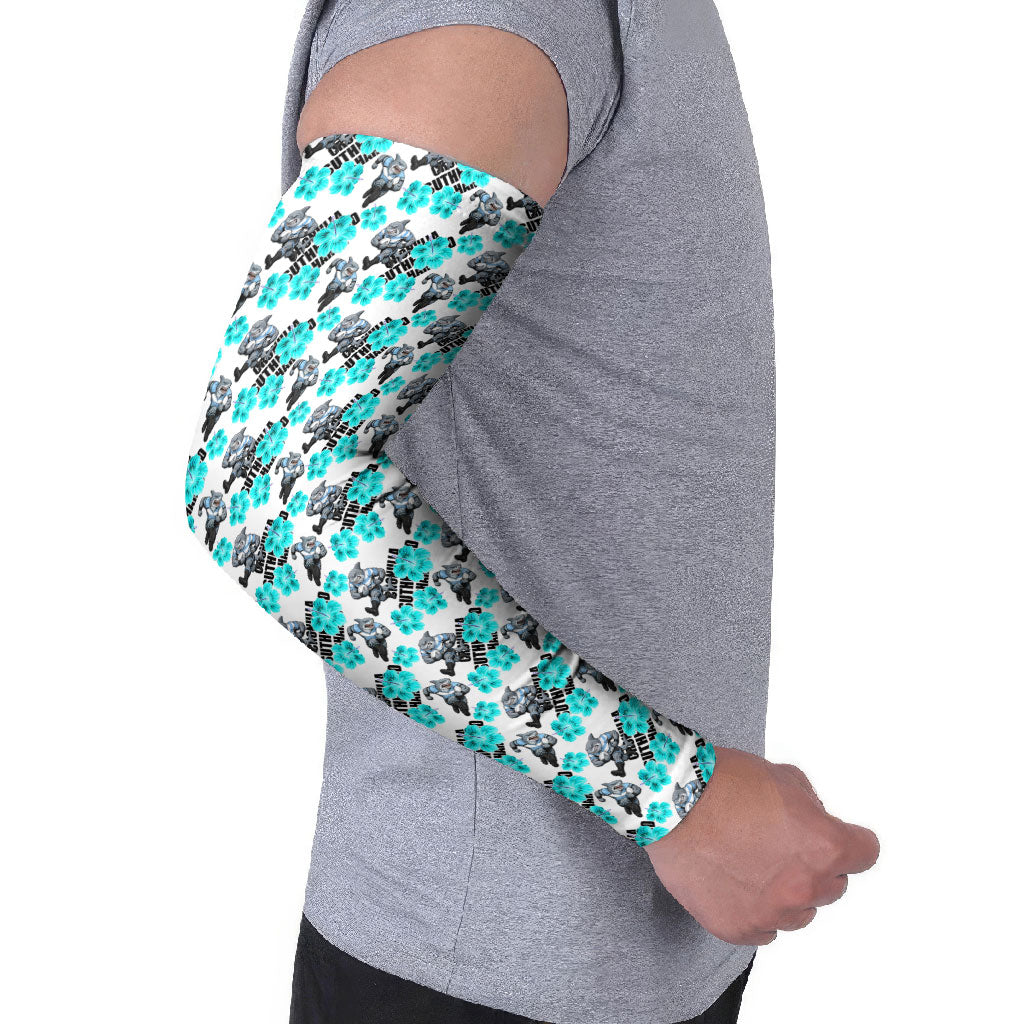 Cronulla-Sutherland Sharks Arm Sleeves Tropical Hibiscus Floral Seamless Rugby Mascot