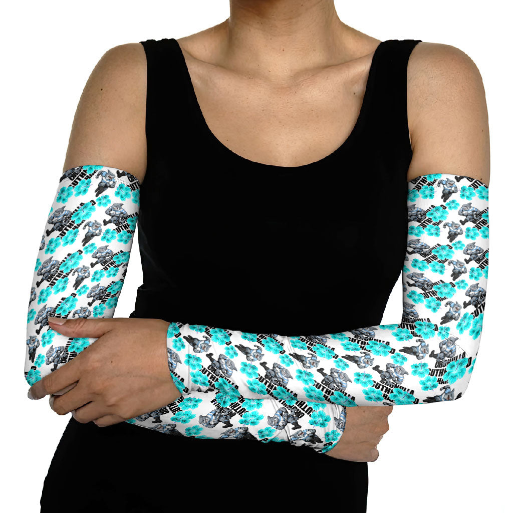 Cronulla-Sutherland Sharks Arm Sleeves Tropical Hibiscus Floral Seamless Rugby Mascot