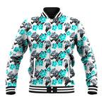 Cronulla-Sutherland Sharks Baseball Jacket Tropical Hibiscus Floral Seamless Rugby Mascot