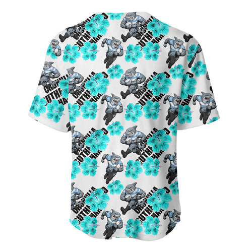 Cronulla-Sutherland Sharks Baseball Jersey Tropical Hibiscus Floral Seamless Rugby Mascot
