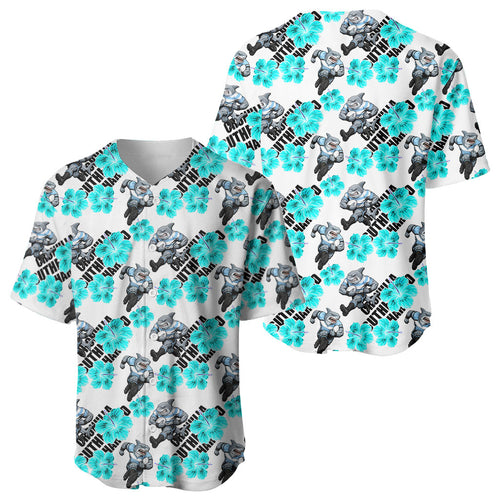 Cronulla-Sutherland Sharks Baseball Jersey Tropical Hibiscus Floral Seamless Rugby Mascot