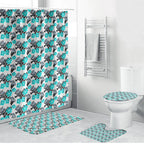 Cronulla-Sutherland Sharks Bathroom Set Tropical Hibiscus Floral Seamless Rugby Mascot