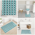 Cronulla-Sutherland Sharks Bathroom Set Tropical Hibiscus Floral Seamless Rugby Mascot