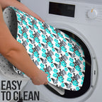 Cronulla-Sutherland Sharks Bathroom Set Tropical Hibiscus Floral Seamless Rugby Mascot